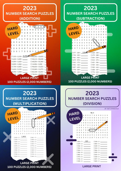 Preview of Brain Games, Number Search Puzzles:Addition,Subtraction,Multiplication,Division