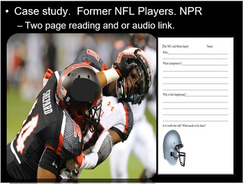 Preview of Brain Injury Lesson, NFL Player Interview, Reading, PowerPoint