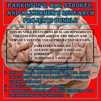 Preview of Brain & Nervous System: Parkinson's, Strokes, ALS, & Alzheimer's Projects Bundle