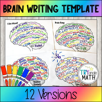 Brain Writing Template - I Am Smart, I Am Unique, etc. by Try-Angle Math