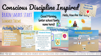 Preview of Brain Smart Start Summer Theme **GOOGLE SLIDES** Conscious Discipline Inspired