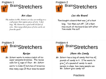 Preview of Brain Stretcher Fraction Operation Word Problems