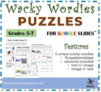 Preview of Brain Teaser Wacky Wordies Puzzles for Google Apps™ Gr7-12 Digital