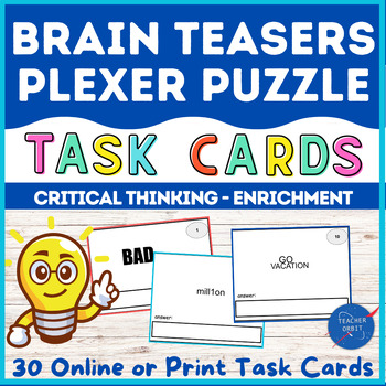 Preview of Brain Teasers Plexer Puzzles Enrichment Critical Thinking Fun Activities