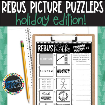 Preview of Brain Teasers | Rebus Puzzles Holiday Edition | Christmas