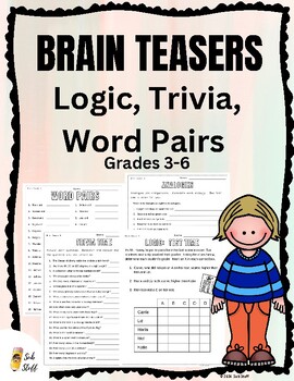 Preview of Brain Teasers | Thinking Skills | Fast Finishers | Substitute Days