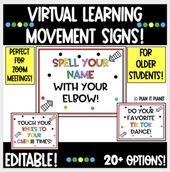 Preview of Brain and Movement Break Signs for OLDER STUDENTS!