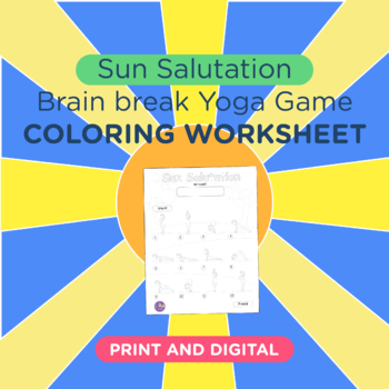 Preview of Brain break Yoga Game Coloring Worksheets - Sun Salutation