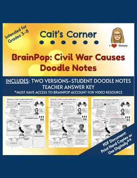 Preview of BrainPop Civil War Causes Doodle Notes
