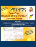 BrainPop: Regions of the Thirteen Colonies Note Taking Activity