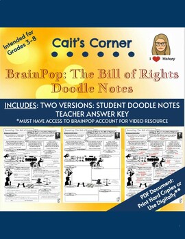 Preview of BrainPop: The Bill of Rights Doodle Notes
