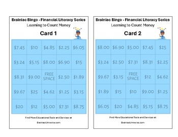 Preview of Brainiac Bingo - Financial Literacy Series - Full 30 card Set.