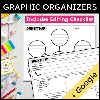 Preview of Brainstorm Graphic Organizer Google Slides Editing Check & Web Graphic Organizer