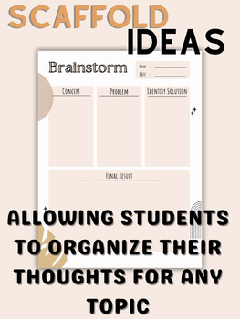 Preview of Brainstorm Scaffold Graphic Organizer for Student Ideas, Start of Projects