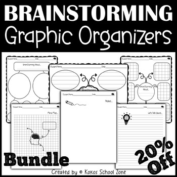 Preview of Brainstorm Web Graphic Organizer Bundle Mind Map Thought Web... 56 Templates