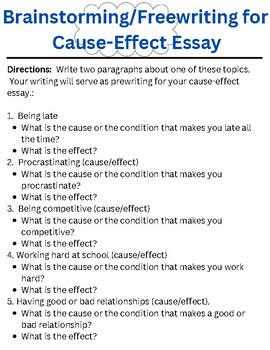 cause and effect essay brainstorming