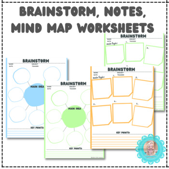 Preview of Brainstorming Graphic Organizers Ideas Worksheet Mind Map Brain Dump Thought Web