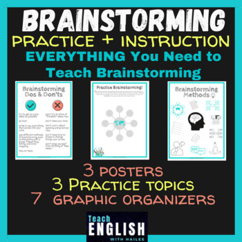 Preview of Brainstorming Templates, Posters, Practice ⭐ Mind Maps | Graphic Organizers