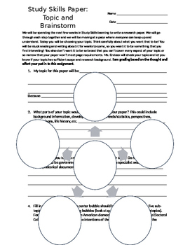 research topic brainstorm worksheet
