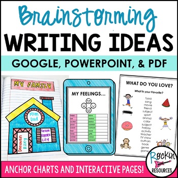 Preview of Brainstorming Writing Ideas - Interactive Writing Notebook - DIGITAL & PRINTABLE