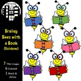 Brainy Bees with a Book Clip Art