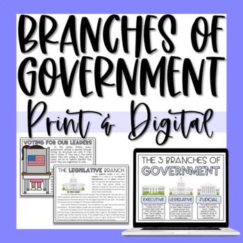 Preview of 3 Branches of Government - Print & Digital
