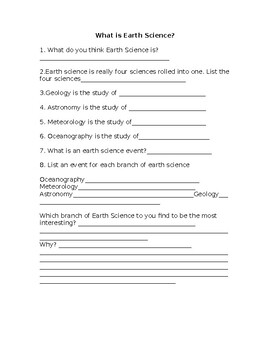 Branches Of Earth Science Worksheets Teaching Resources Tpt