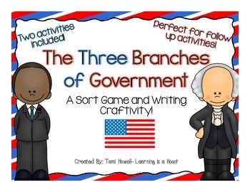 Preview of Branches of Government: A sort and writing craftivity!