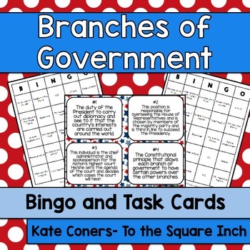Preview of Branches of Government Bingo Game | Task Cards | Whole Class Activity
