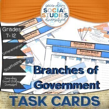 Preview of Branches of Government Bundle | Differentiated Task Cards and Notes | Activity