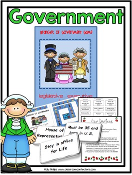 Preview of Branches of Government Game : US History Social Studies Game : 3rd 4th Grade