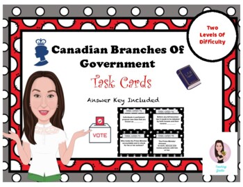Preview of Branches of Government In Canada. Task Cards. Social Studies.
