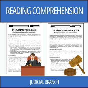 Preview of Branches of Government: Judicial Branch Reading Comprehension Passages