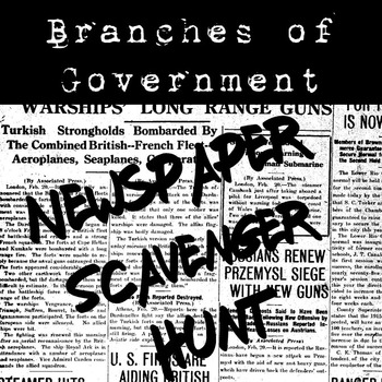 Preview of Branches of Government Newspaper Scavenger Hunt