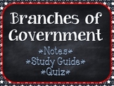 Branches of Government (Notes, Study Guide, & Quiz)
