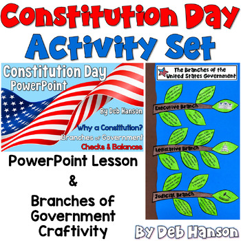 Preview of Branches of Government PowerPoint and Craftivity: Constitution Day Activity Set