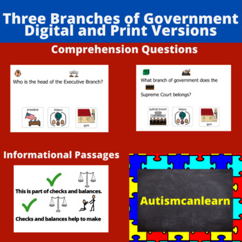 Preview of Branches of Government, Print and Google Classroom version