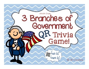 Preview of Branches of Government QR Task Card Game (4th grade)