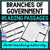 Branches of Government Reading Passages, Questions and Tex