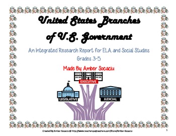 Preview of Branches of Government Research Project for ELA CCSS and Social Studies