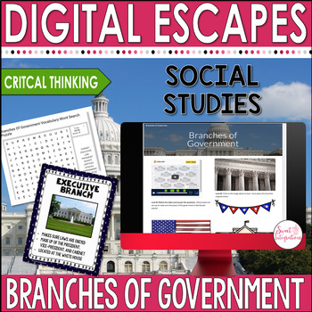 Preview of Branches of Government Social Studies Digital Escape Room - Digital Learning