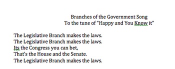 Preview of Branches of Government Song