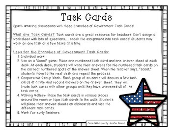Branches of Government Task Cards: 5th Grade and Higher | TpT
