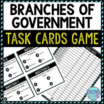 Preview of Branches of Government Task Cards Review Game |  US Constitution