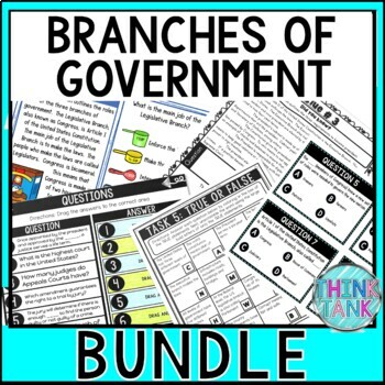 Preview of Branches of Government Unit Bundle - Reading Comprehension - Escape Rooms