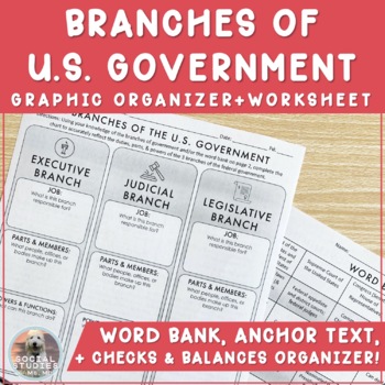 Preview of Branches of Government Worksheet Chart Activity on Checks and Balances