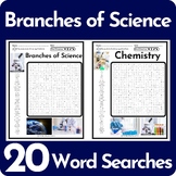 Branches of Science Word Search Puzzle BUNDLE