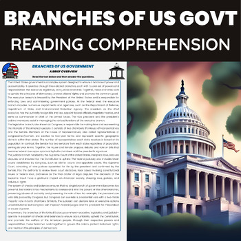 Preview of Branches of US Government Reading Passage | Executive Legislative Judicial
