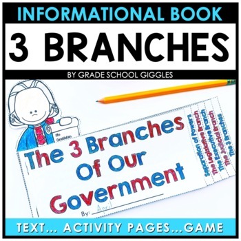 Preview of 3 Branches Of Government Project Book, Activity Worksheets, Three Branches Sort