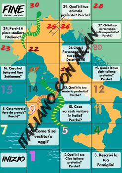 Preview of Brand New Craft Italian Snakes and Ladders Game!!! Great to stimulate speaking!